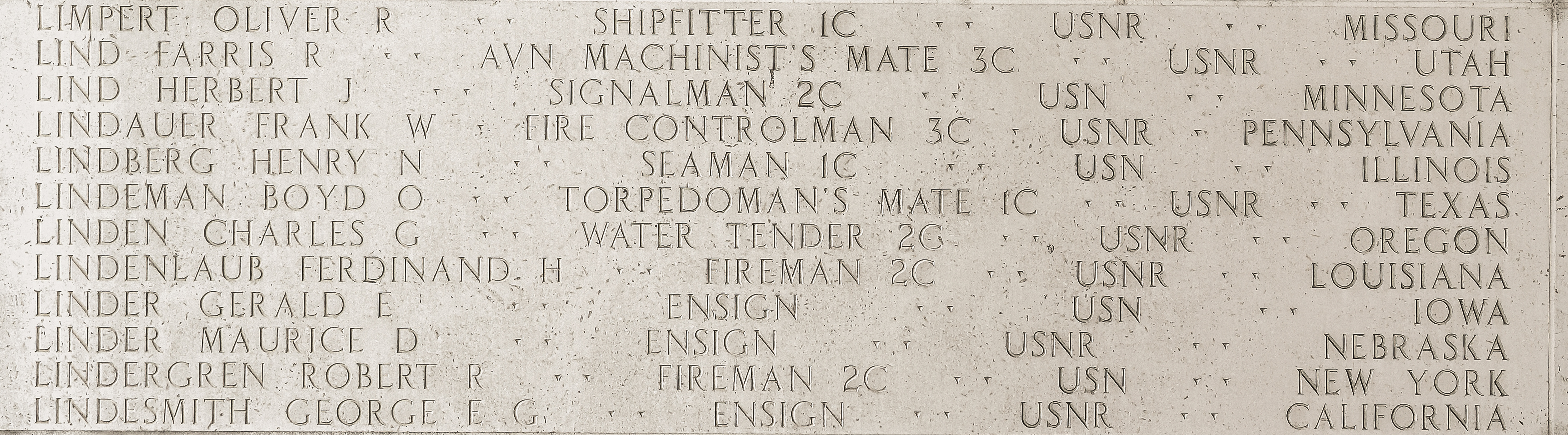 Boyd O. Lindeman, Torpedoman's Mate First Class